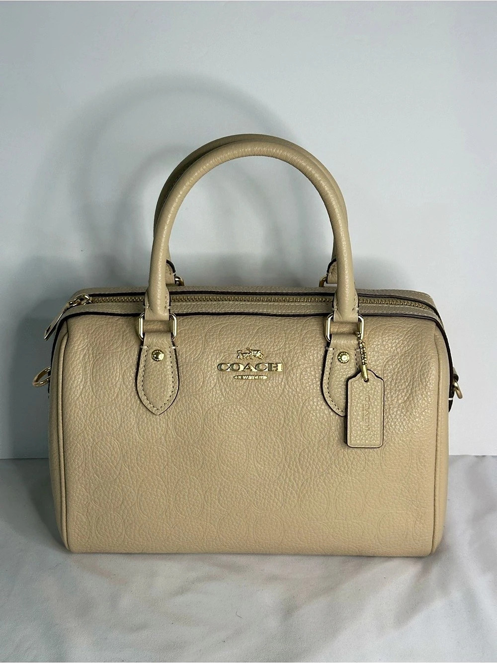 Coach Rowan Signature Leather Satchel in Oak